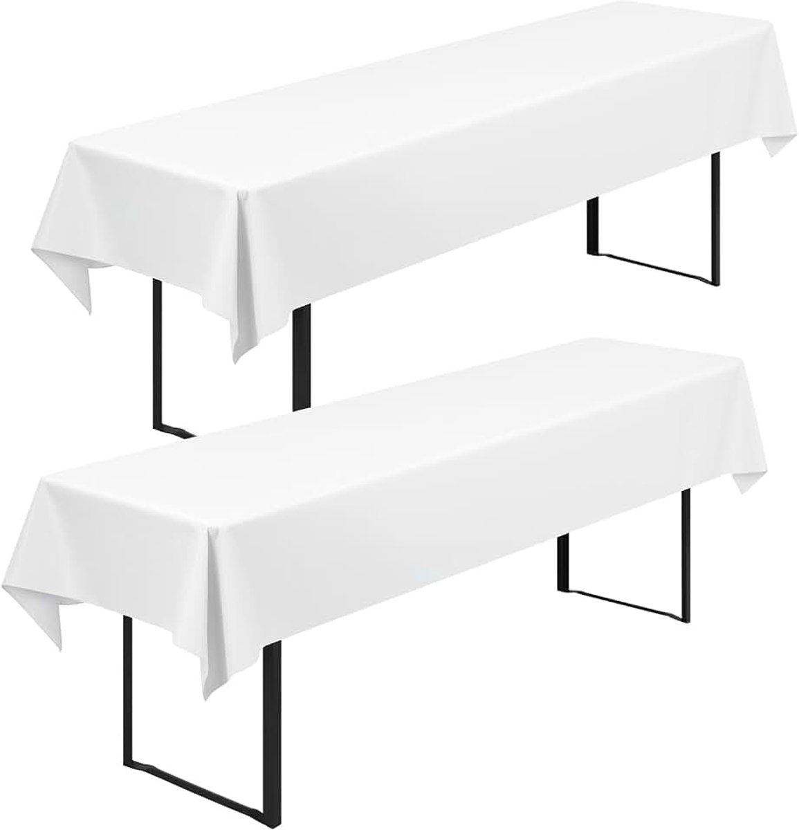 Tafelkleden universeel voor 50 cm en 70 cm biertafelhoezen voor biertafel, biertafelhoezen, ondoorzichtige biertafelhoes, biertentgarnituur, wasbaar, biertafelkleed, 100 x 250 cm (wit)