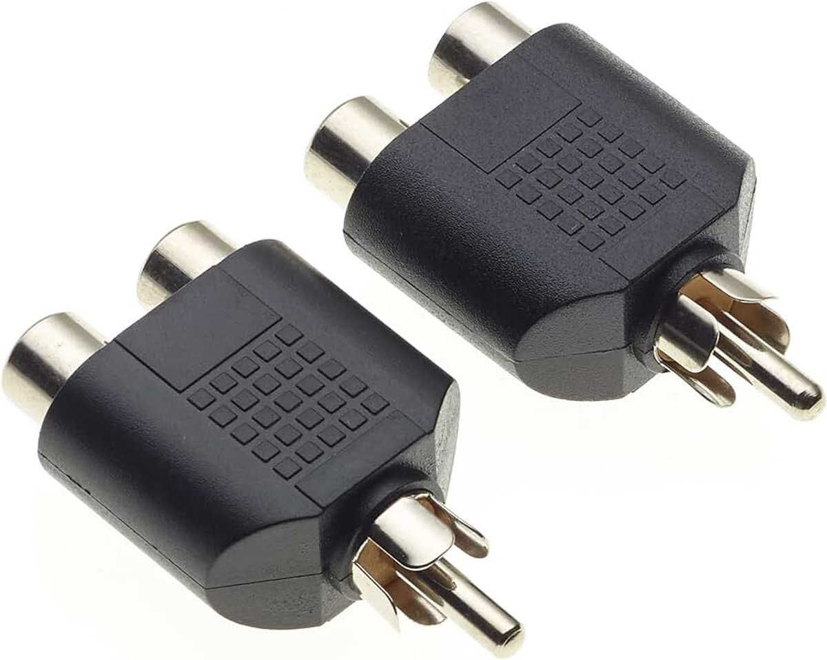 Plug Phono Splitter Joiner Adapter 2 x RCA Sockets, Pak van 2