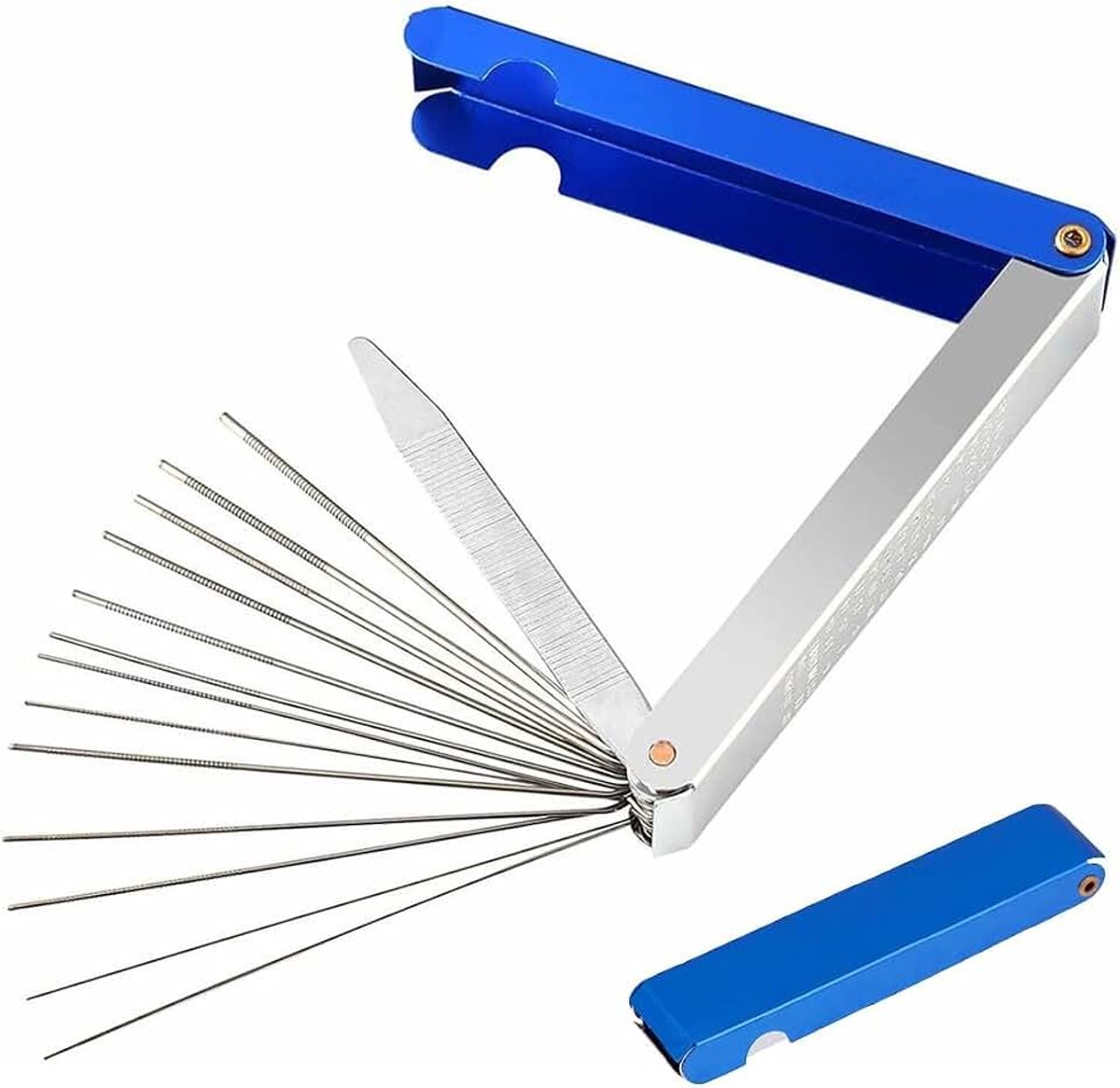 13-in-1 reinigingsset voor verstopte mondstukken, roestvrijstalen sproeierreinigingsnaalden voor gasgrill, fornuis en carburateur, professionele reinigingsset met stabiele aluminium doos