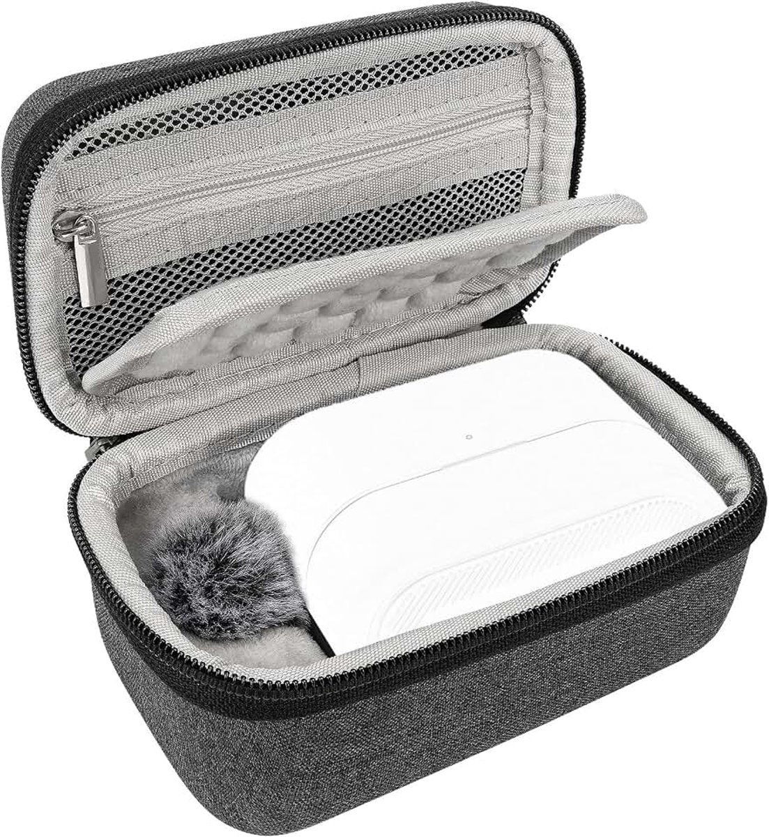 For Creators Microfoon Carrying Case compatibel met Hollyland Lark M2S oplaadcase, harde microfoon reisbag, draagtas met kabelopslag (Grijs)