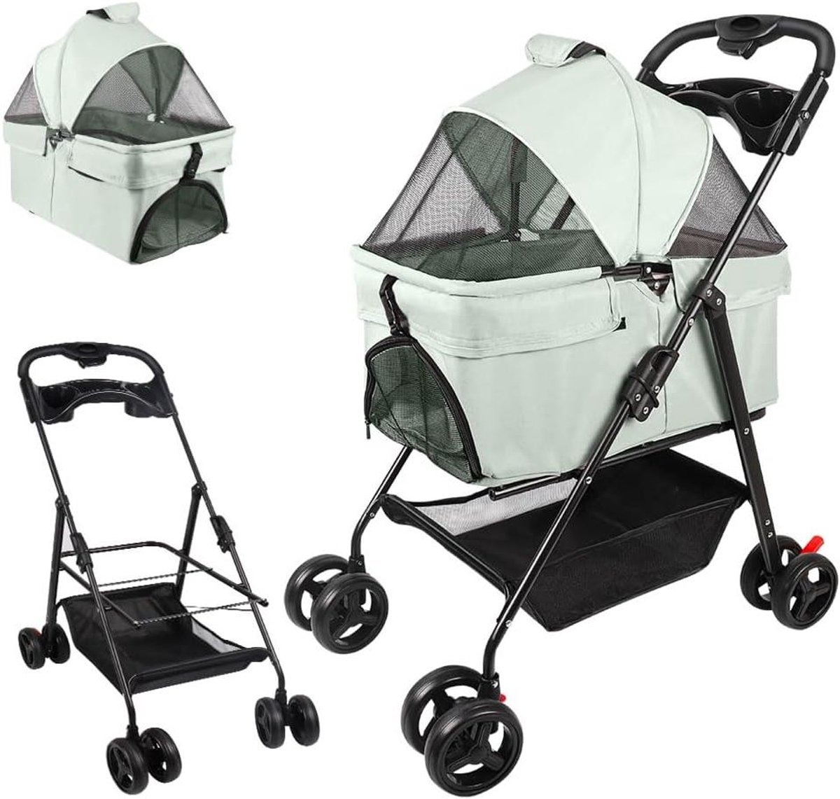 Huisdier Kinderwagen - Reisbuggy Dier - Comfortabel Reizen - Afneembare Mand - 50 x 65 x 99 cm - Grijs