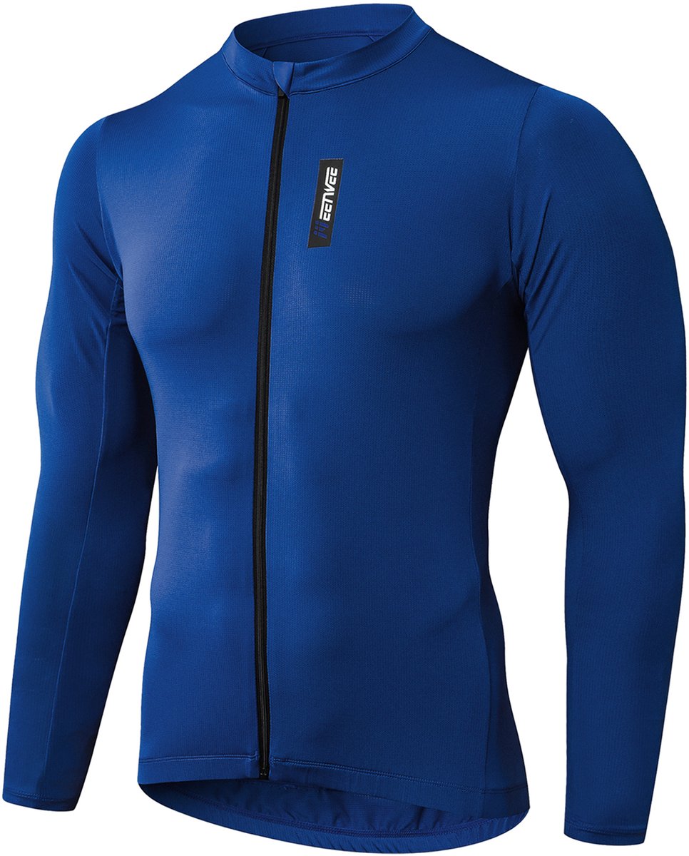MEETYOO Fietsshirt Heren, Lange Mouw Fietstop voor Mannen, Ademend, voor Lange Afstand Fietsen, Volledige Ritssluiting, met Achterzakken -Konings Blauw XXXL