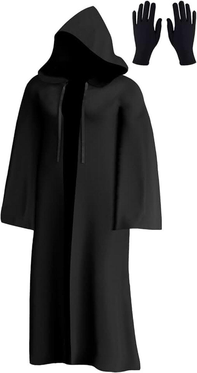 Cape met capuchon, carnaval, Halloween, Jedi-kostuum voor heren, cape met capuchon, robe voor volwassenen, vampier, tovenaar, cosplay, party, outfit