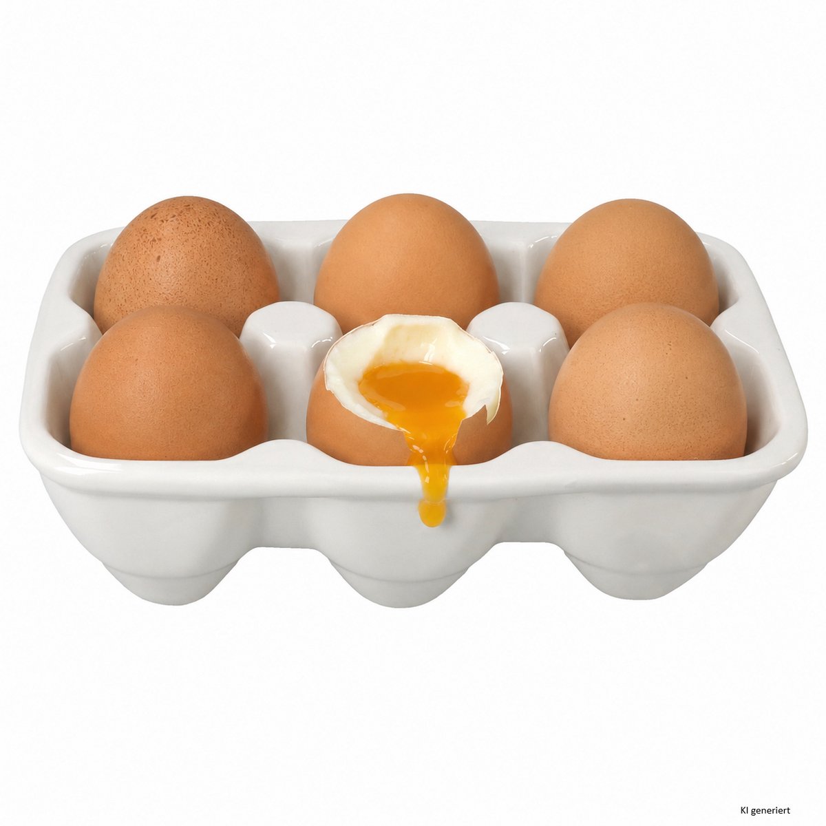 CREME Eiersdoos in Crème-wit van porselein voor 6 eieren – 24302163