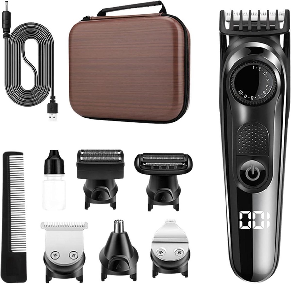 Haartrimmer Set - Baardtrimmer Snortrimmer - Persoonlijke Verzorging - 5-in-1 Functionaliteit - 1.5 Uur Gebruik - Zwart