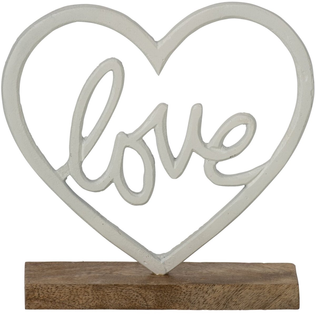 J-Line Love met hart op voet - aluminium - wit/naturel - small
