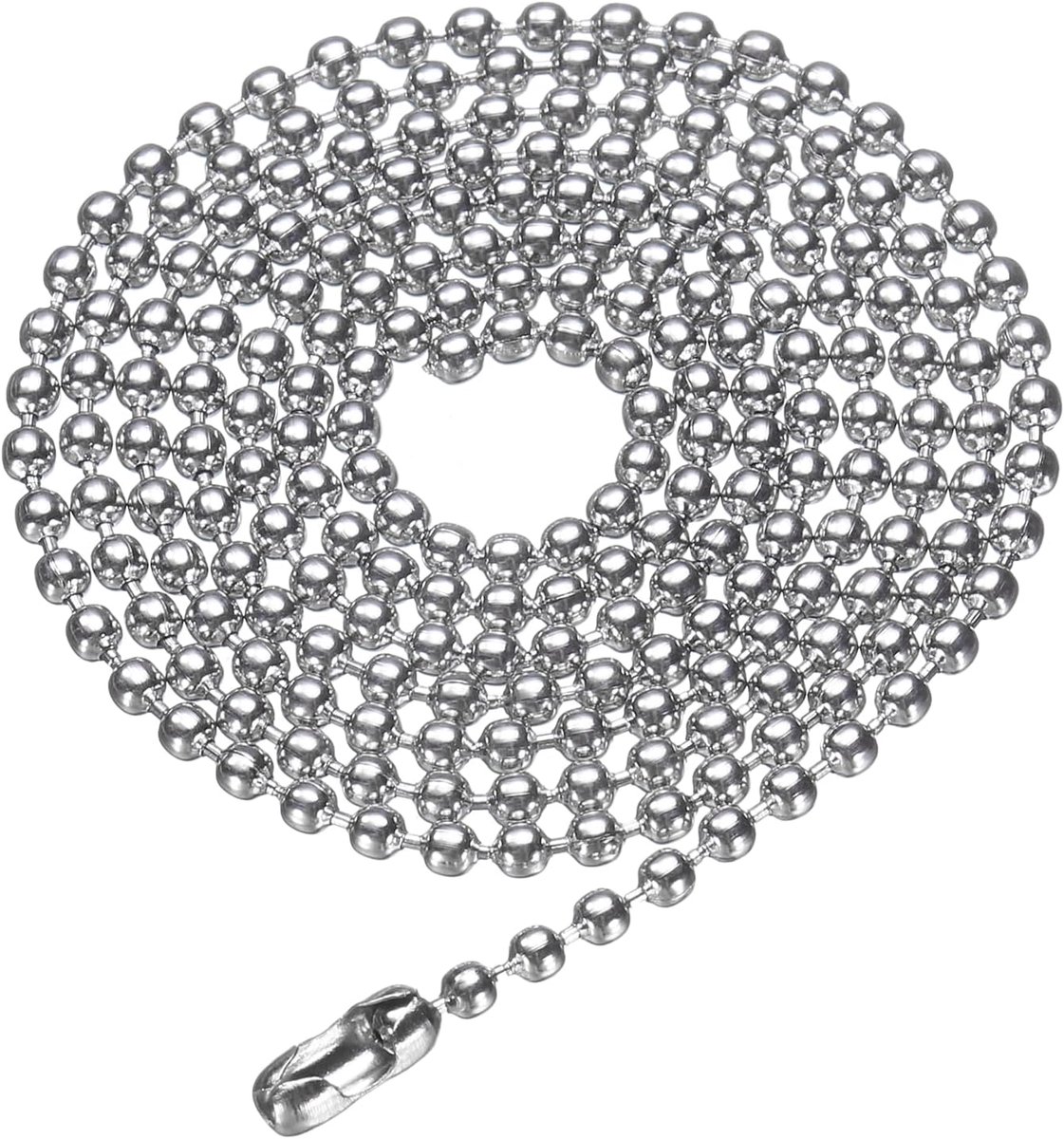 Kralenketting van roestvrij staal, 2,0 mm, lengte 25,6 inch, ronde kralen, 316 l, halsketting, identiteitsplaat voor honden, met vrouwen, sieraden, armbanden, sleutelhanger, zilver