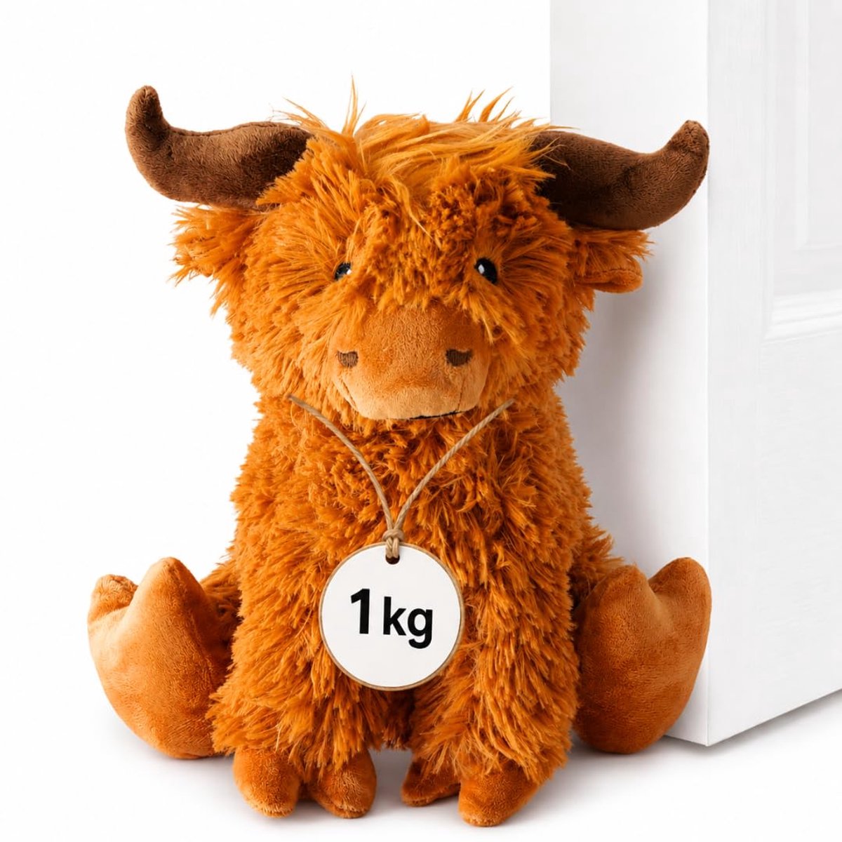 Deurstopper dier hooglandrs van stof, 1 kg, deurhouder Highland pluche met zandvulling, decoratieve vloerdeurstopper, deurbuffer, bruin, voor kantoor, woonkamer, kinderkamer, windstopper voor ramen