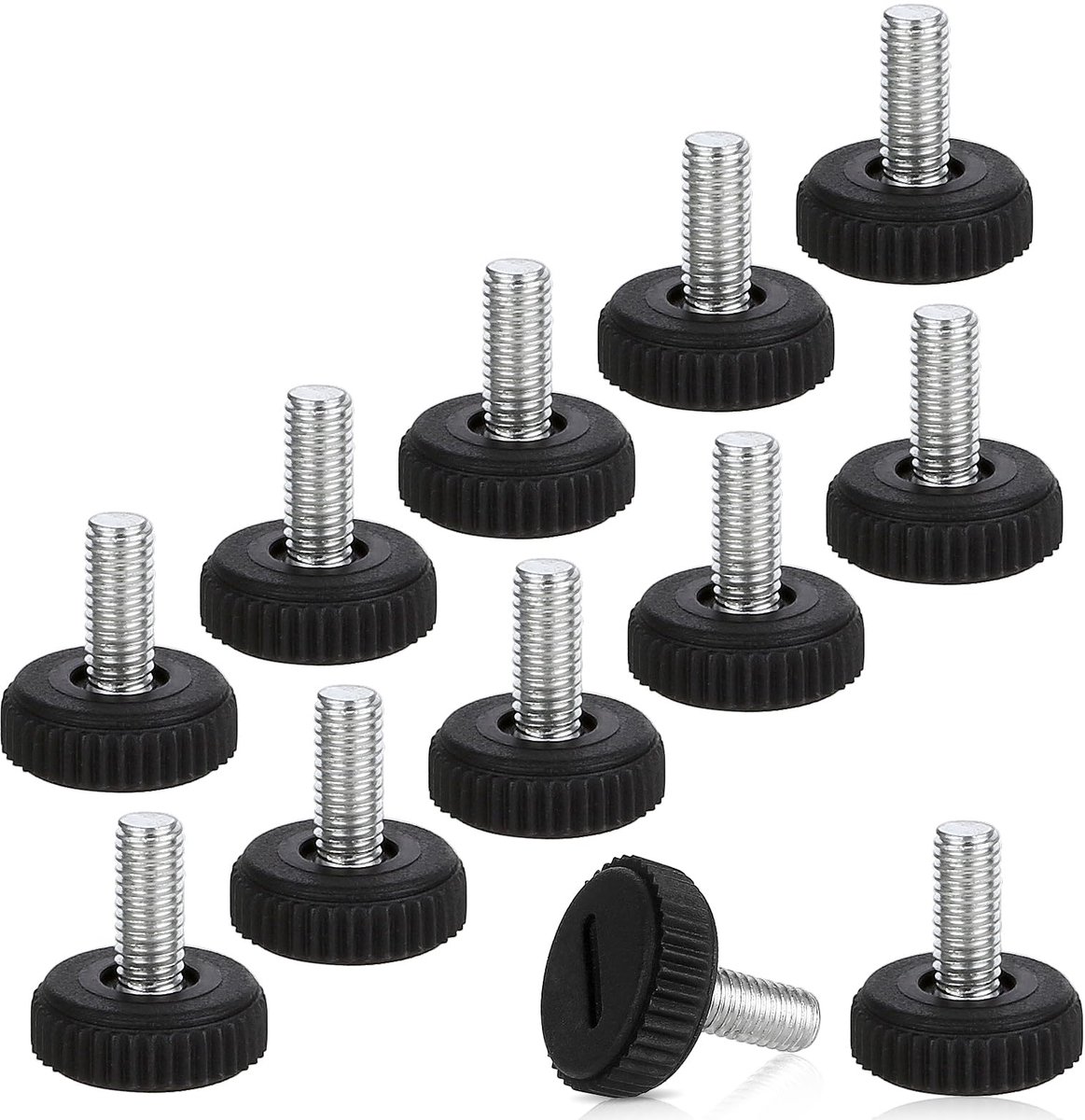 12 stuks Verstelbare Meubelpoten In hoogte verstelbare poten Tafelpootverlenging Stellpoten Zwart Niveaupoten Voor Meubelpoten Stoel Tafel (M6x20mm)