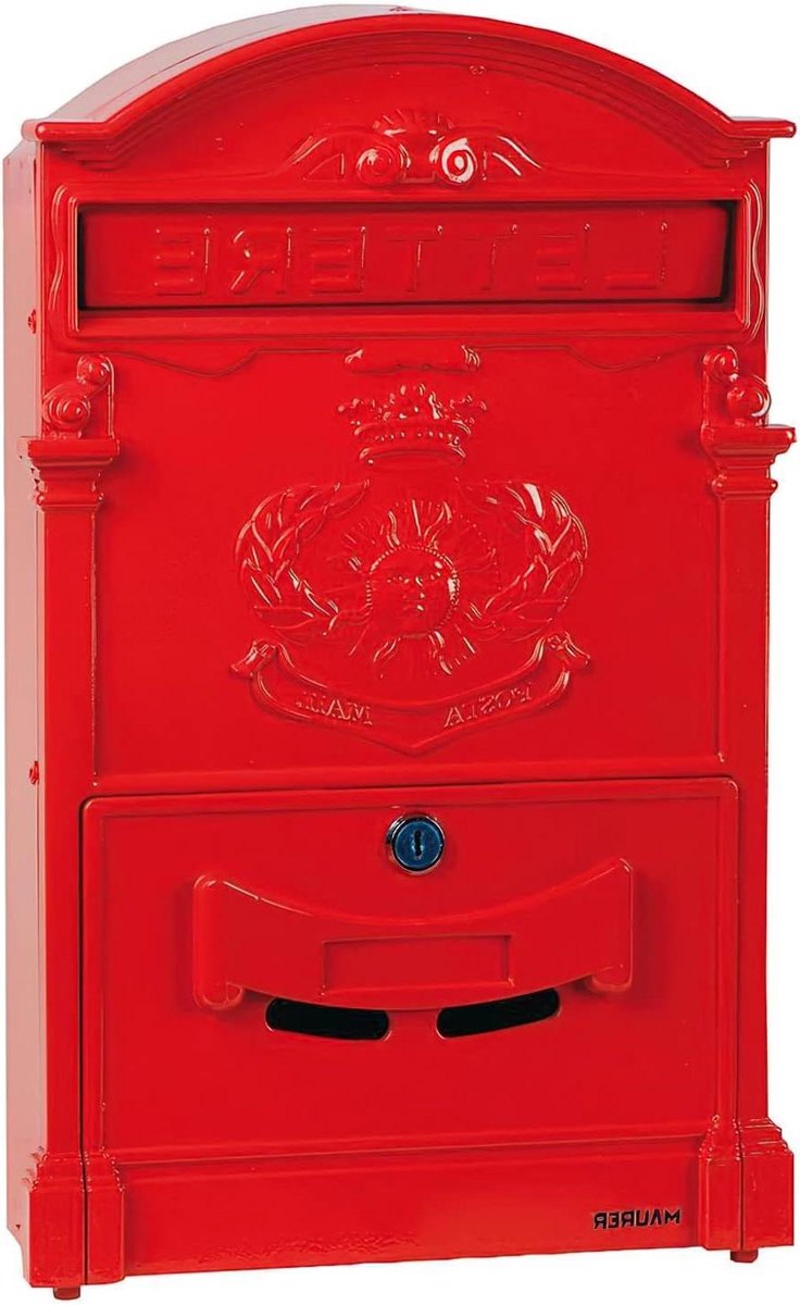 Brievenbus - Postbak - Post Ontvangen - Gegoten Aluminium - 41 x 26 cm - Rood