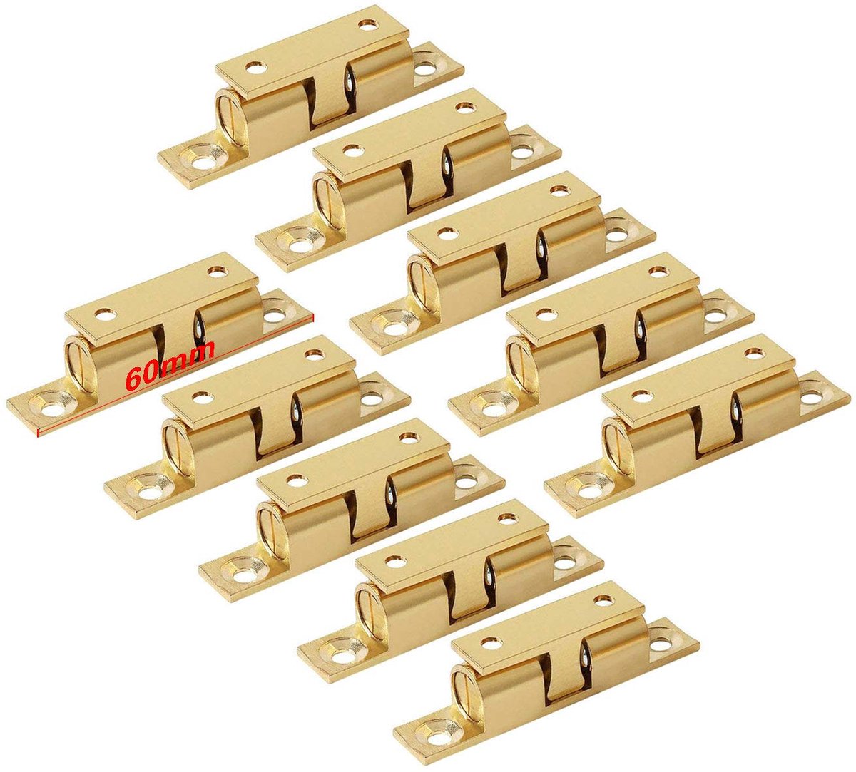Deur Dubbele Bal Spanning Vergrendelingen 60mm voor Kabinet Keuken Badkamer Kasten Kleerkasten Rolvergrendelingen Stille Sloten Stopper (10 PCS)
