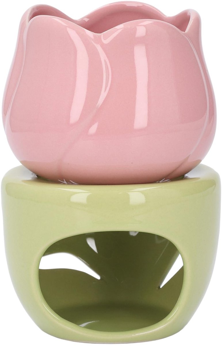 Melt branders, roze bloemvorm keramische aromatherapie brander, etherische olie compatibel, aromatherapie olie warmer keramische kaars houder etherische olie brander voor thuis slaapkamer decor