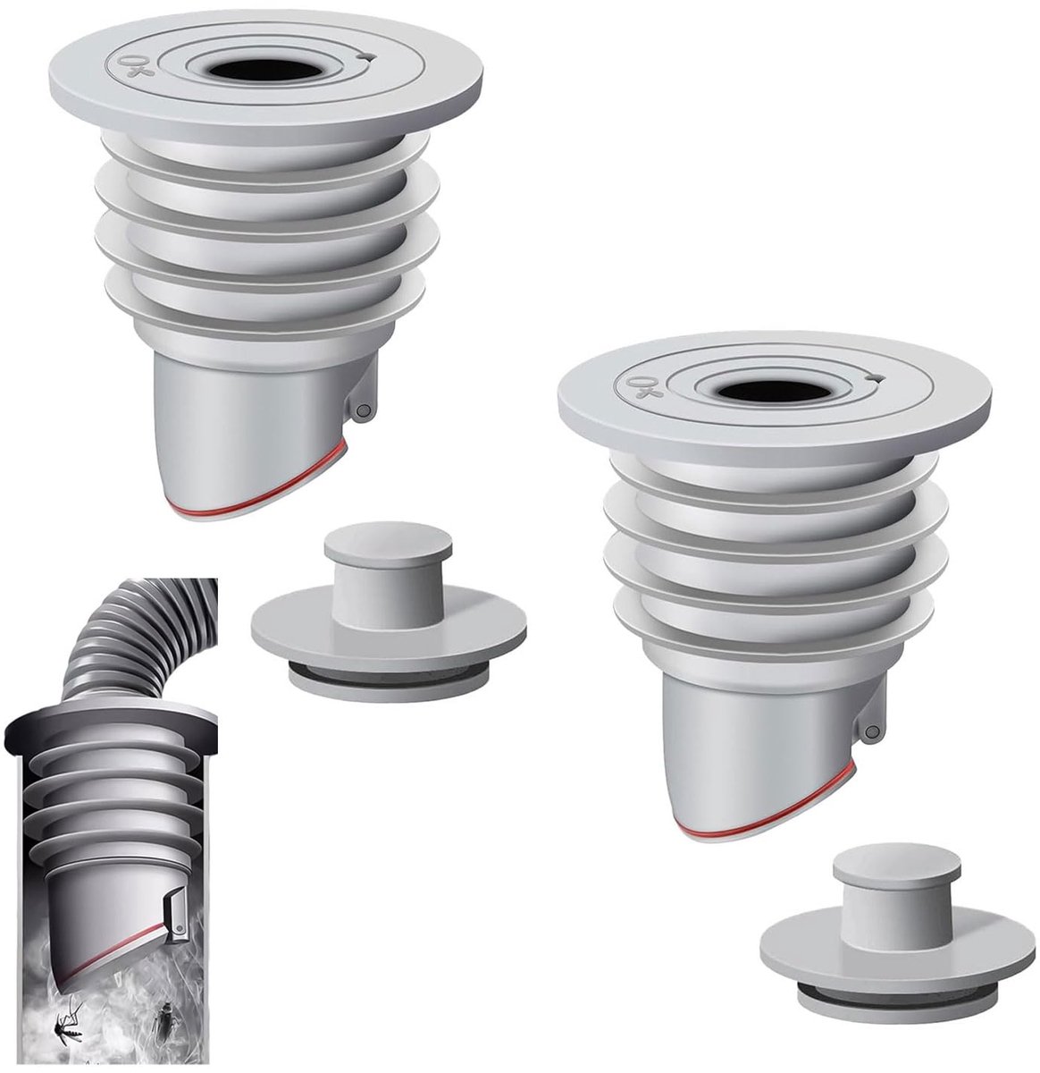 2 Stuks Wasmachineslang Aansluiting, 45-50 mm Afvoerpijpdichtingsplug, Afvoerbuisdichtingsplug Deodorant voor Wasmachine, Spoelbak, Dweilbak Afvoer