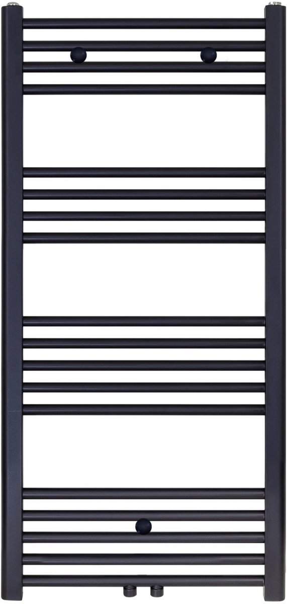 BELRAD Badkamer Radiator 1200x600mm Zwart Mat Geborsteld – Middenaansluiting – 616W