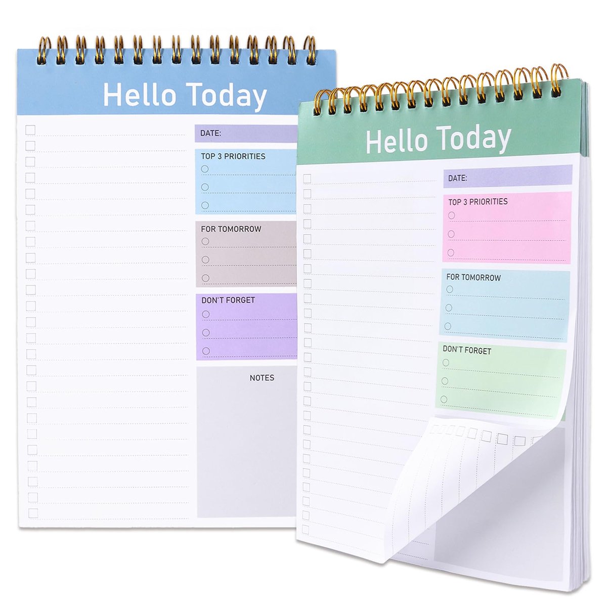 Dagplanner Ongedateerd, 2 Stuk, Weekplanner & To-Do-Planner met Dubbelzijdig Schrijven | Notitieboek met To-Do-Lijst en Afsprakenplanner voor Kantoor, School en Thuis
