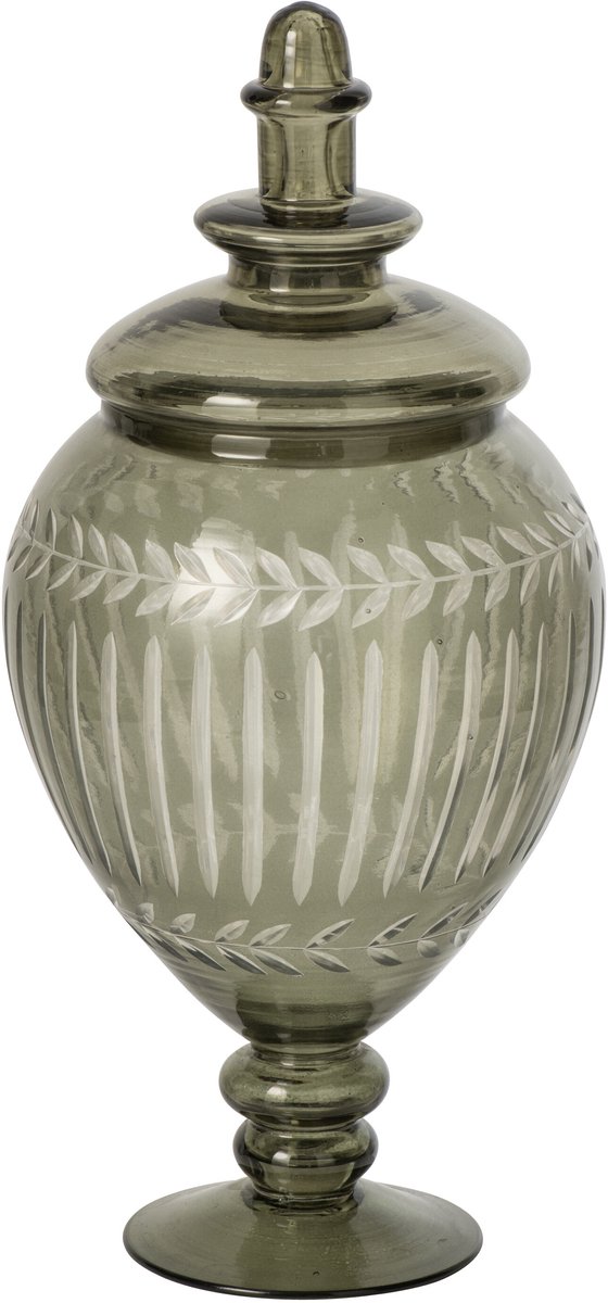 J-Line voorraadpot reliëf - glas - kaki groen - large