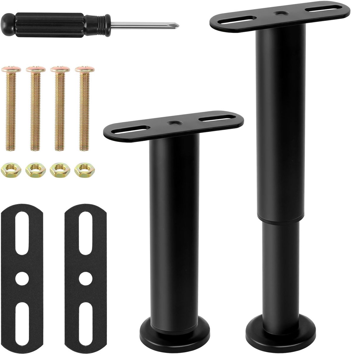 steunpoten, 2 stuks, verstelbare bedpoten, metalen meubelpoten, 18-30 cm, in hoogte verstelbaar, universele meubelvoet voor kast, bed, bank, nachtkastje, stoel