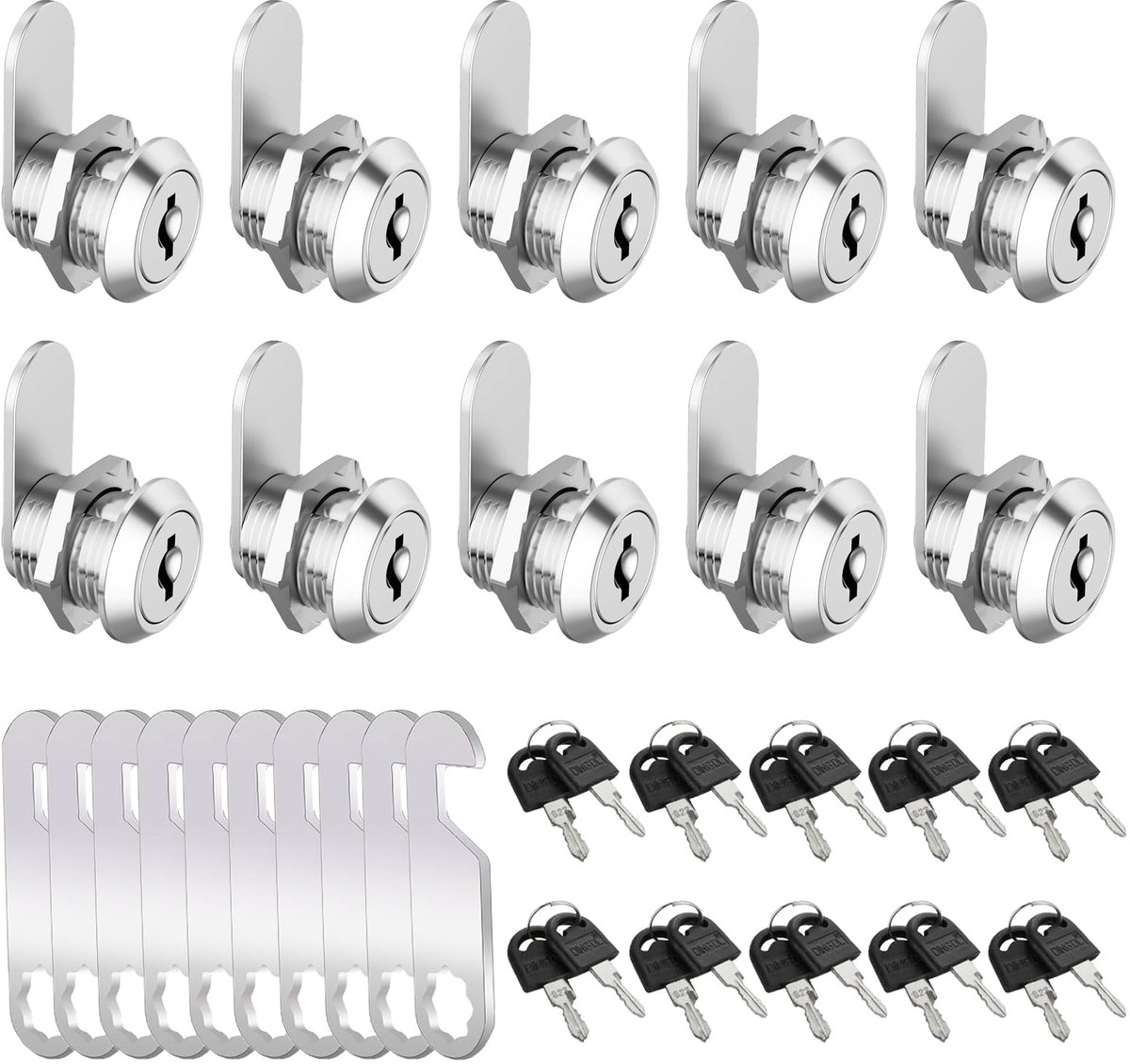 10 stuks Briefkastslot 16mm, kastslot met 2 verschillende slotplaten, meubelslot, kastslot met sleutel, briefkastslot voor kastdeuren, meubels, brievenbussen