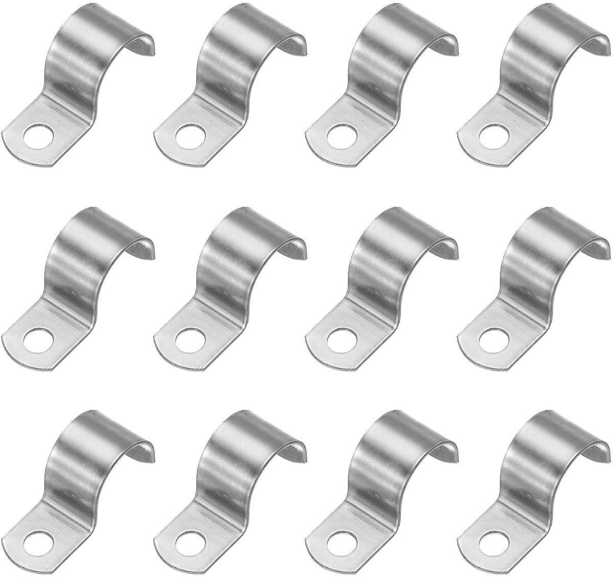 7/8" (22mm) Stijve Pijpband, 12 Stks 304 Roestvrij Stalen Buisklem 1 Gat Dikker U Beugel Pijpklem Buis Riem Voor Pijp Kabel Draad Bevestiging