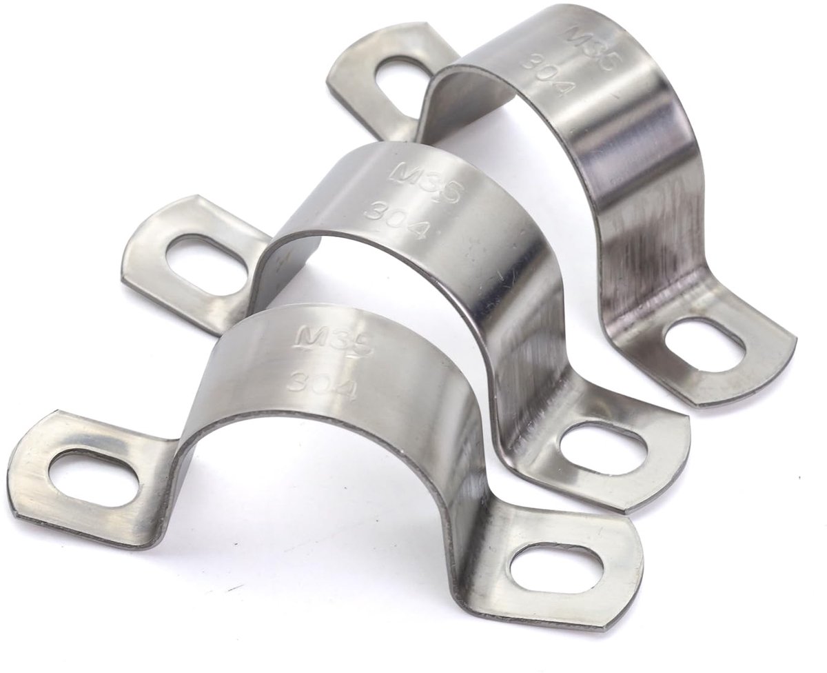 Buisbandklem Ø 1-1/4 inch, Heavy Duty Metalen U-beugel met 2 Gaten - Roestvrij stalen buisklemmen - Pijpmontagebeugels | Ø 32 mm | 10 stuks