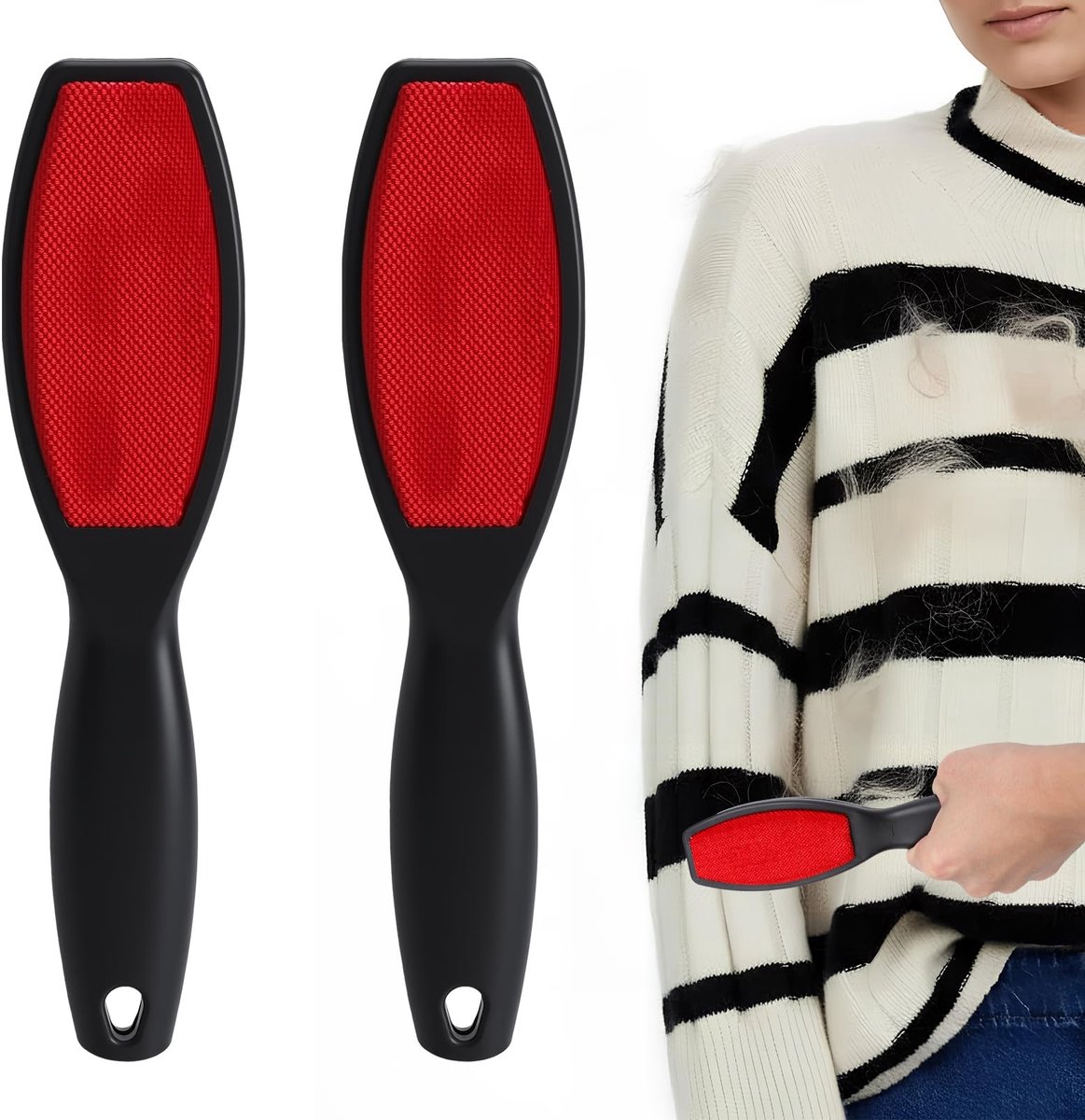 Dubbelzijdig, herbruikbare kledingborstel, pluisborstel, dubbelzijdige pluisborstel, dierenhaarverwijderaar borstel voor bank, auto, kleding, meubels, textiel