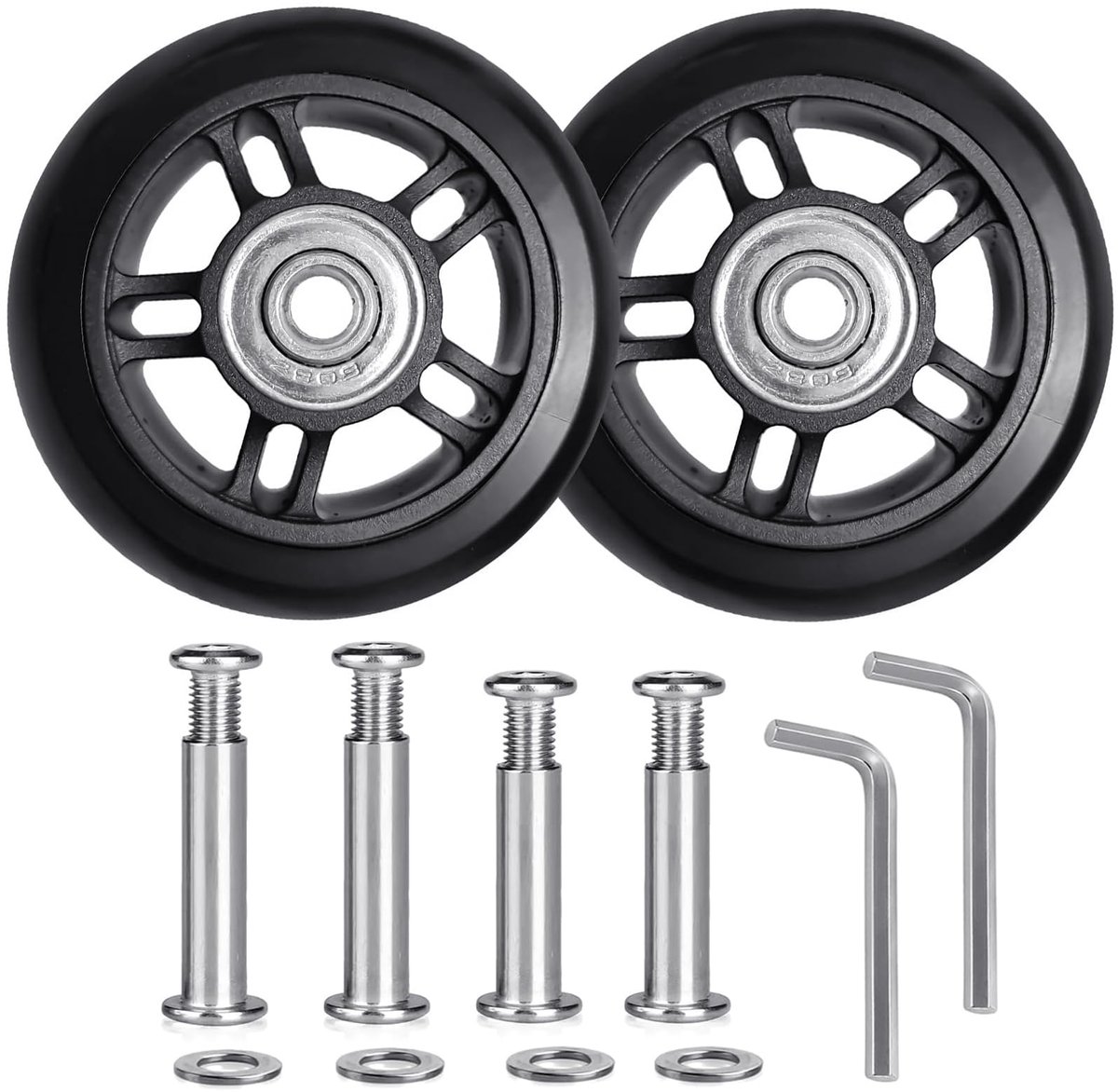 2 stuks kofferwielen, reservewielen, 70 x 22 mm, reserveonderdelen, slijtvaste rubberen bagagewielen, reservewielen voor koffer L70