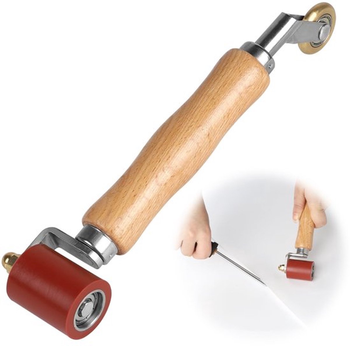 Aandrukwals 2-in-1 - Siliconen/Messing - Dakbedekking - PVC Lasgereedschap - Handdruk Roller - Naadwals - Voor Randafwerking - Drukroller