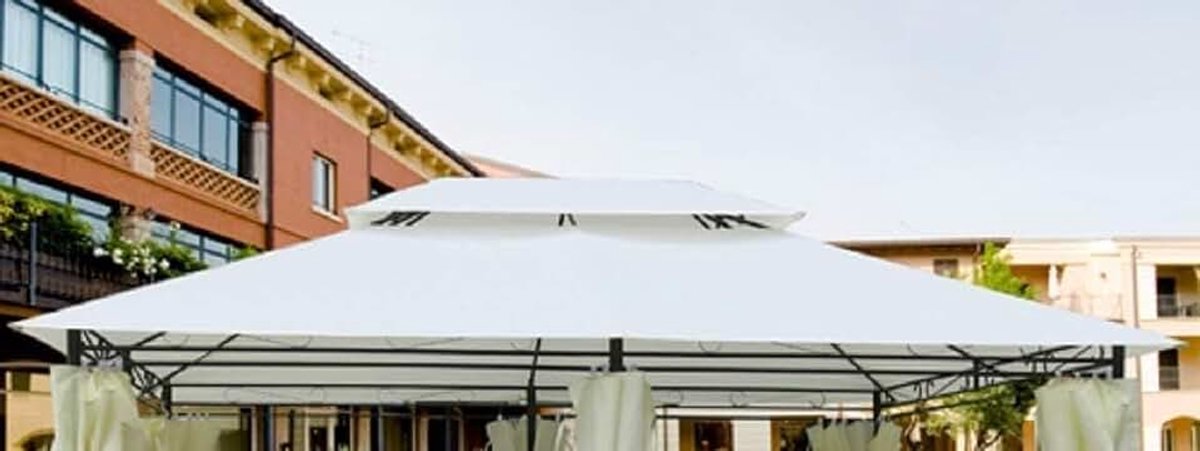 Vervangend zeil voor paviljoen 3 x 4 met bovenstep-bevestiging, bovendoek, ecru met luchtvent