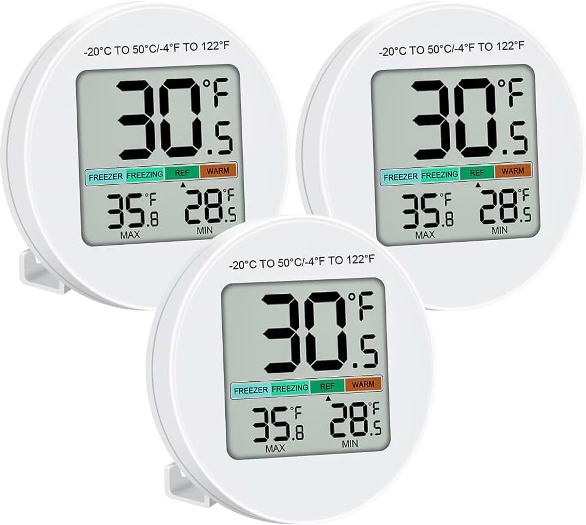 Digitale mini-thermometer, koelkast, IP65 waterdicht, koelkastthermostaat met lcd-scherm, standaard, magnetische achterkant, max. minimale opname, voor keuken, restaurants