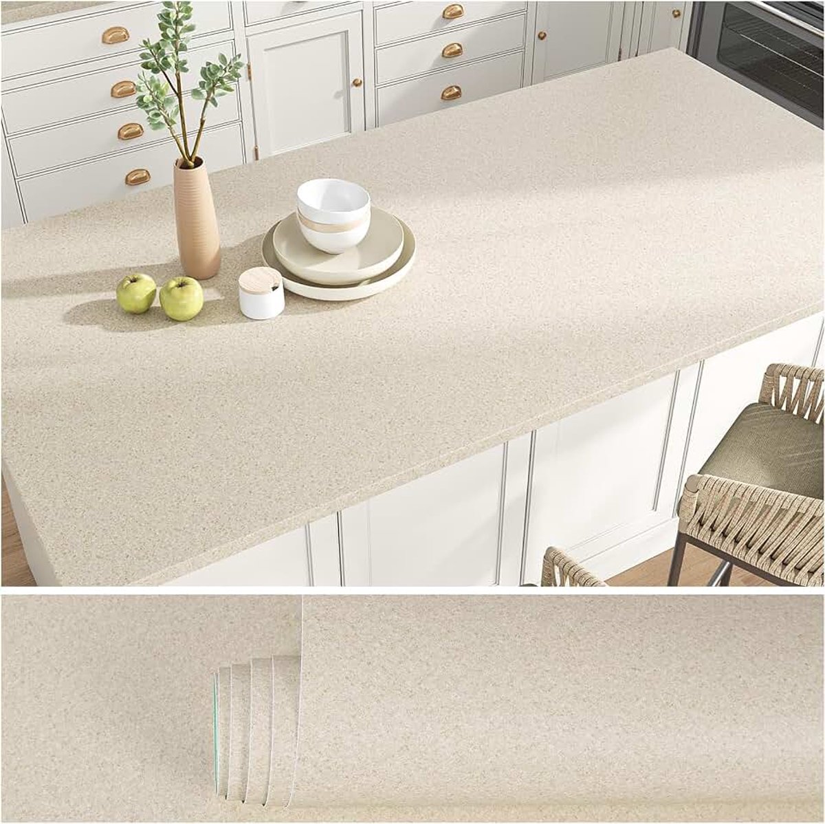 Behang, granietlook, mat, plakfolie, werkblad, keuken, terrazzo, afwasbaar, 40 cm x 300 cm, zelfklevend behang, keuken, achterwand, wandbehang, badkamer, eetkamer