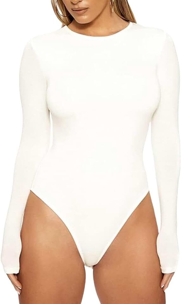 Body dames lange mouwen elegante bodysuit tops sexy lange mouwen body met ronde hals smalle damesbody onderbody stringbody stretch lange mouwen lange mouwen bovendeel voor vrouwen