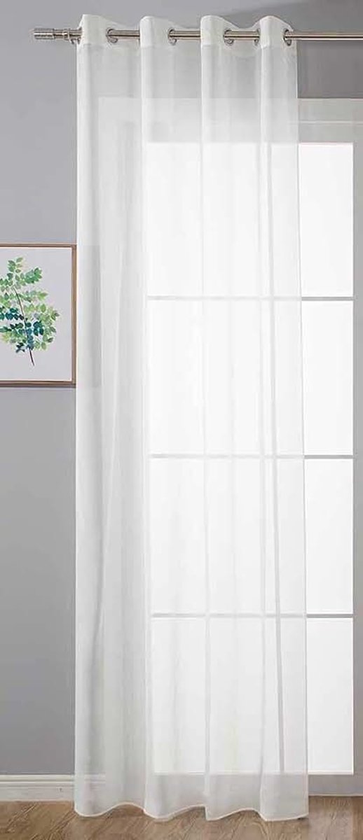 Transparant »Uni« gordijn H x B 225 x 140 cm wit Stores gordijn oogjes loodband woonkamer 20332-cn