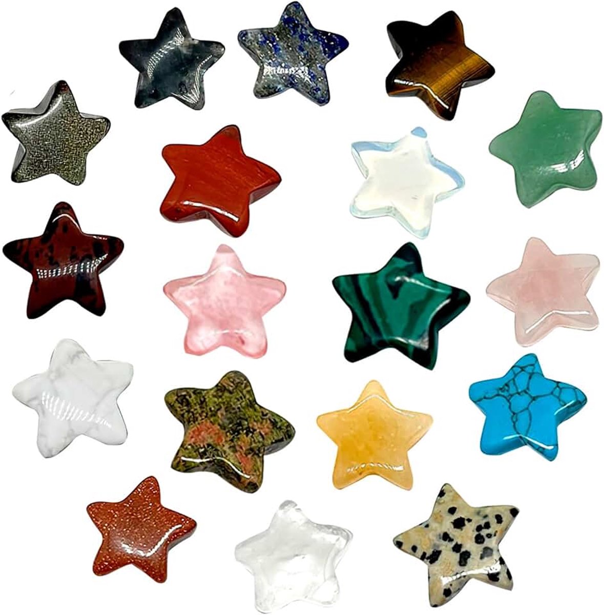 Geluksstenen voor kinderen, 18 stuks edelstenen, helende stenen, natuurlijke sterkristal, edelstenen voor kinderen, helende kristallen, chakra-stenen, kristallen stenen voor meditatie en