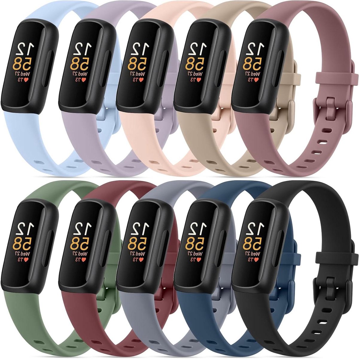 Vervangende Bandjes - Horlogebandjes Fitbit - Fitness Tracker - Zachte Siliconen - 10 Stuks - Assorti