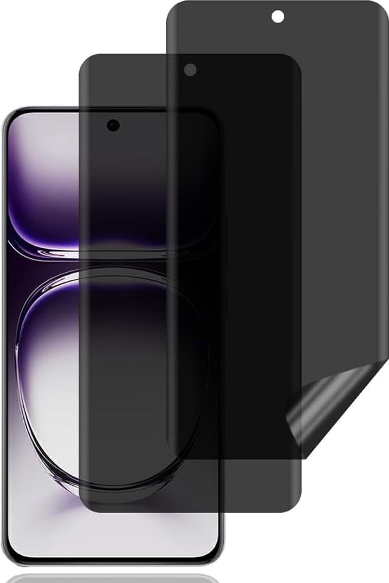 Screen Protector voor Oppo Reno 12 5G/Oppo Reno 12 Pro 5G [2 stuks] | anti-spy schermbeschermer,krasbestendig,hoge gevoeligheid,luchtbelvrij,anti-spy TPU zachte film voor Oppo Reno 12/12 Pro