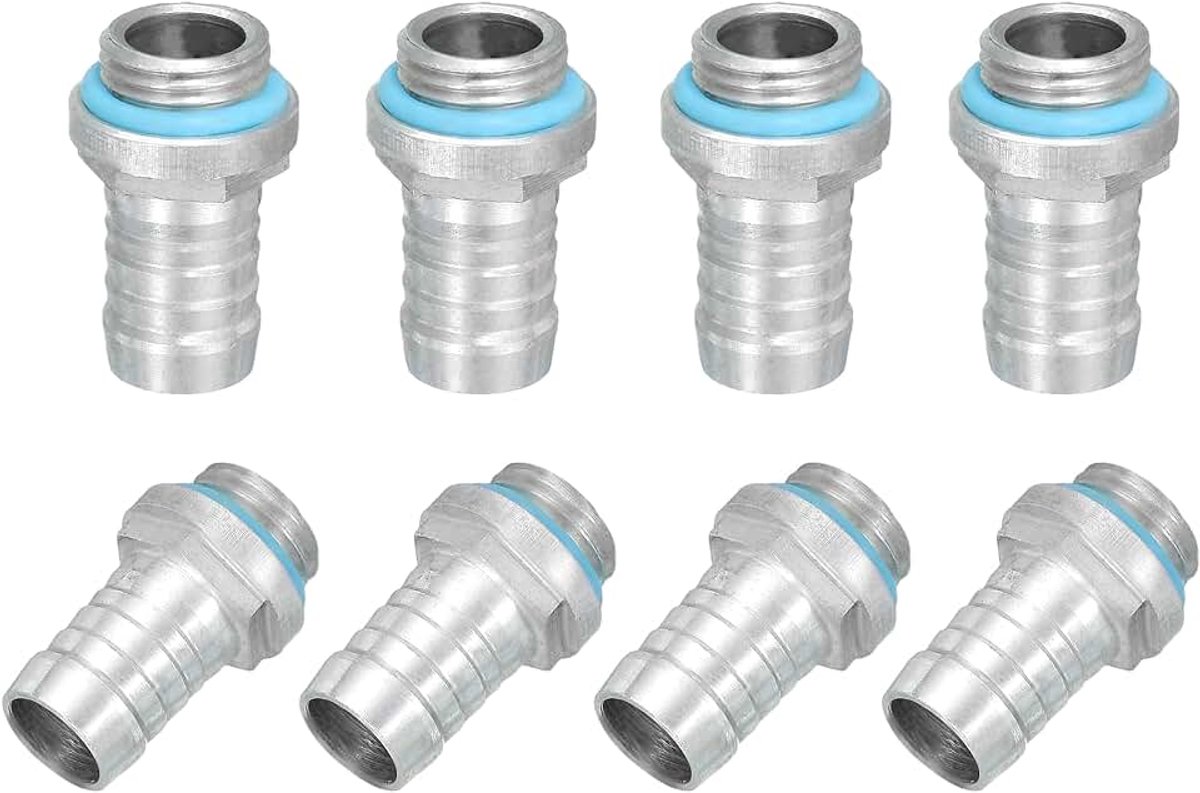 8 stuks G1/4 armaturen, G1/4 schroefdraad met mondstuk OD 12 mm voor pc-buizen voor pc-waterkoelsysteem, accessoires PC