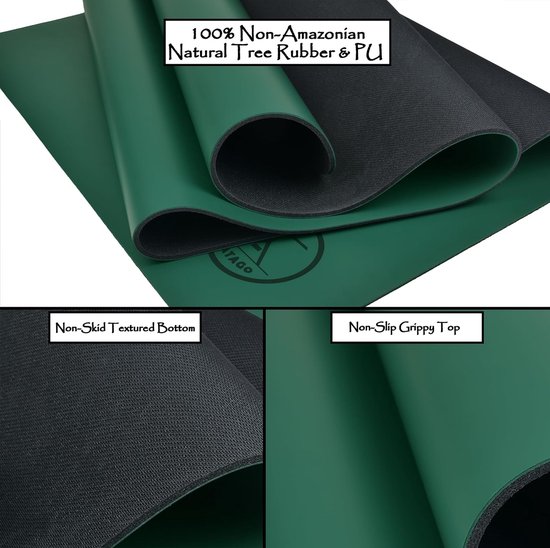 Yogamat Antislip - Trainingsmat Oefenmat - Thuis Sporten - Natuurlijk Rubber Polyurethaan - 183 x 66 cm - Groen van Yogamat — afbeelding 4