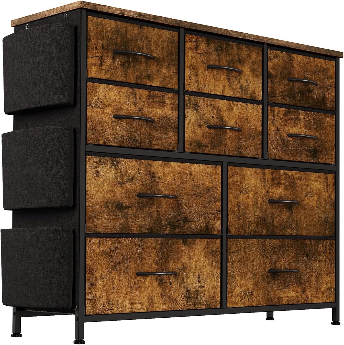 Triumpunpre - Ladekast - Met 10 Lades - metalen frame Stoffen Opbergkast - Voor Slaapkamer Hal Entree Woonkamer - Tijgerprint Bruin