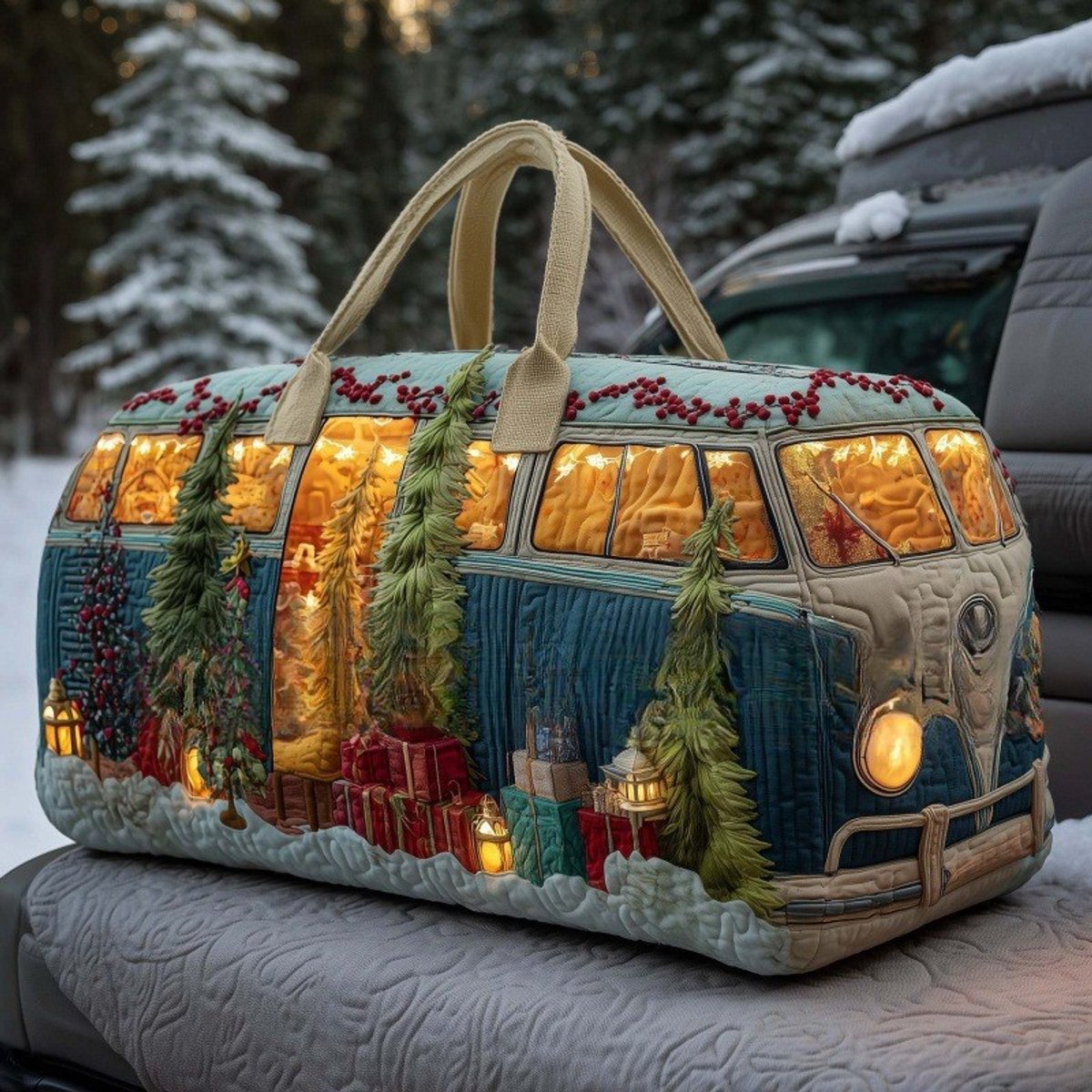 Textielen tas, retro bloemenprint in 3D-stijl, boho-stijl voor reizen en sport, meerkleurig, groot (18 x 9 x 9 inch)，128 modellen