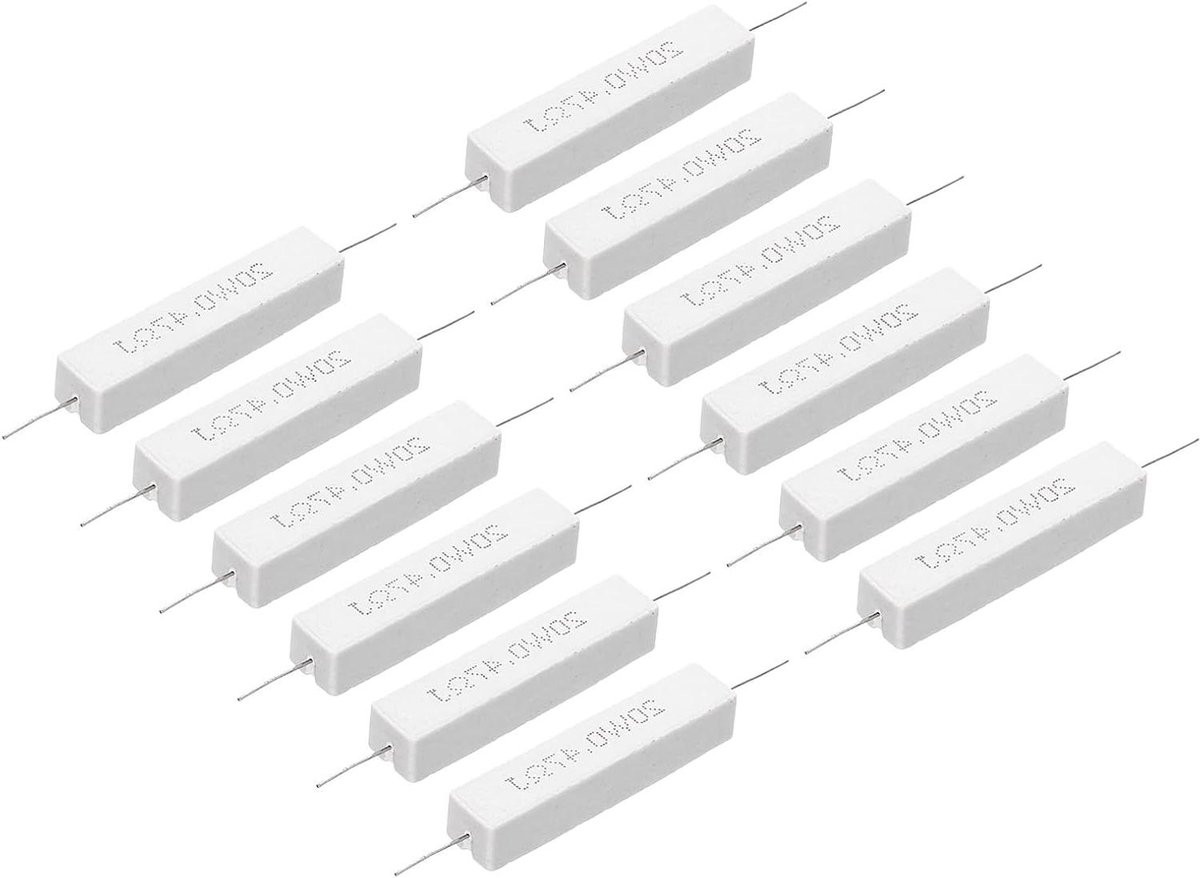 Cement Weerstanden - Keramische Weerstanden Vermogen Weerstanden - Elektronica Reparatie - Hittebestendig Schokbestendig - 20 Watt - Wit