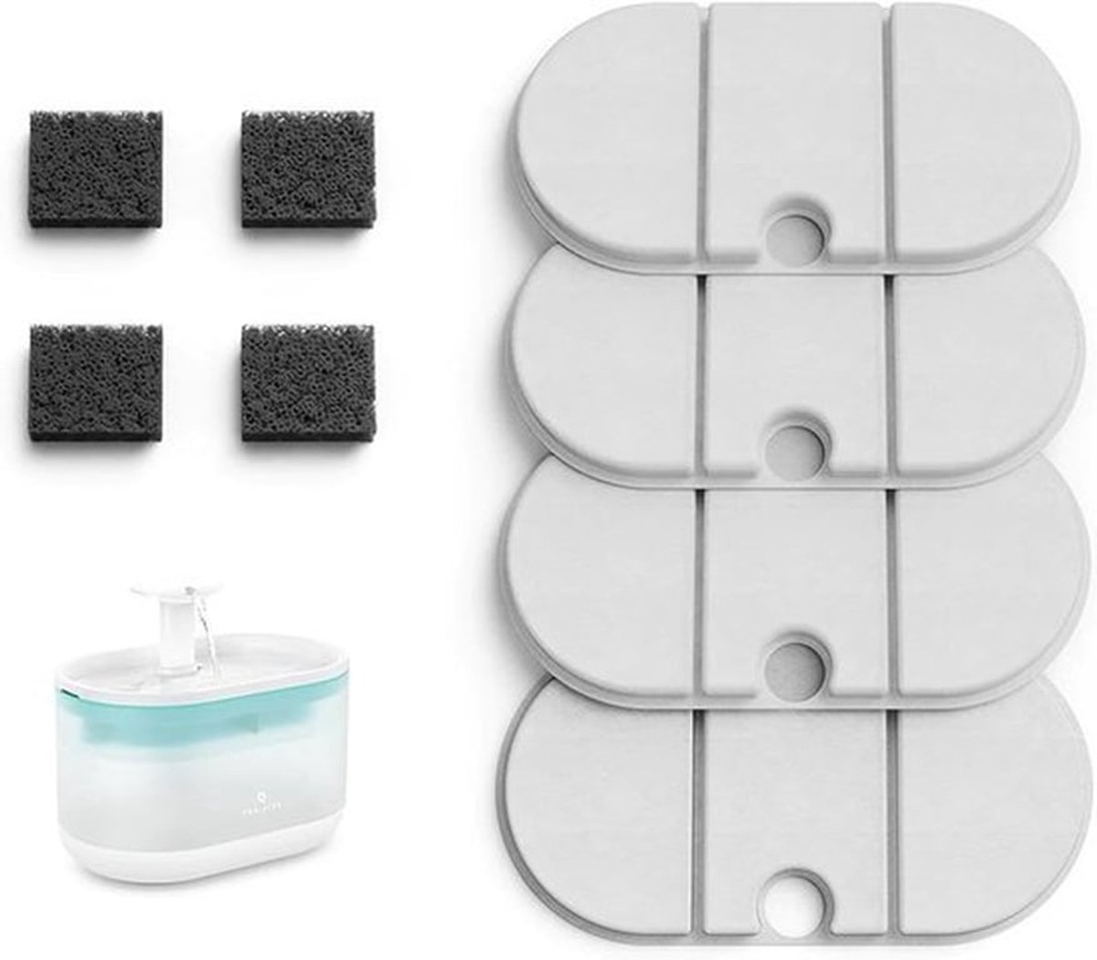 Zeer lichte kattendrinkfontein met 2,1 L capaciteit en twee stromingsmodi, inclusief vervangfilters voor optimale hydratatie