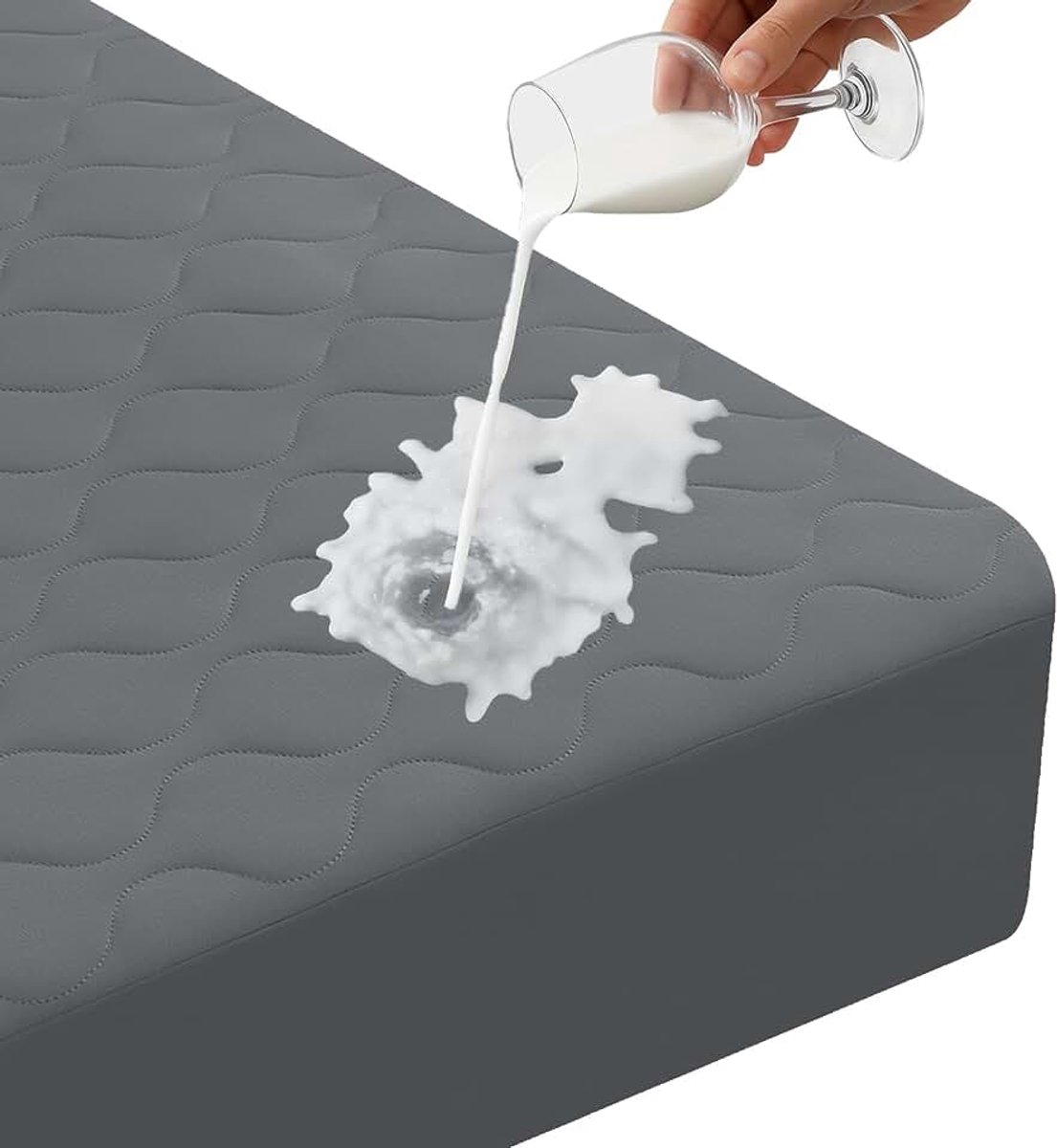 Matrasbeschermer 90x200 cm Waterdichte Hoeslaken Katoenen Matrashoes Ademend voor Bed Vochtbescherming Anti-Mijt Hypoallergeen Antibacterieel voor Matras Machinewasbaar, Grijs