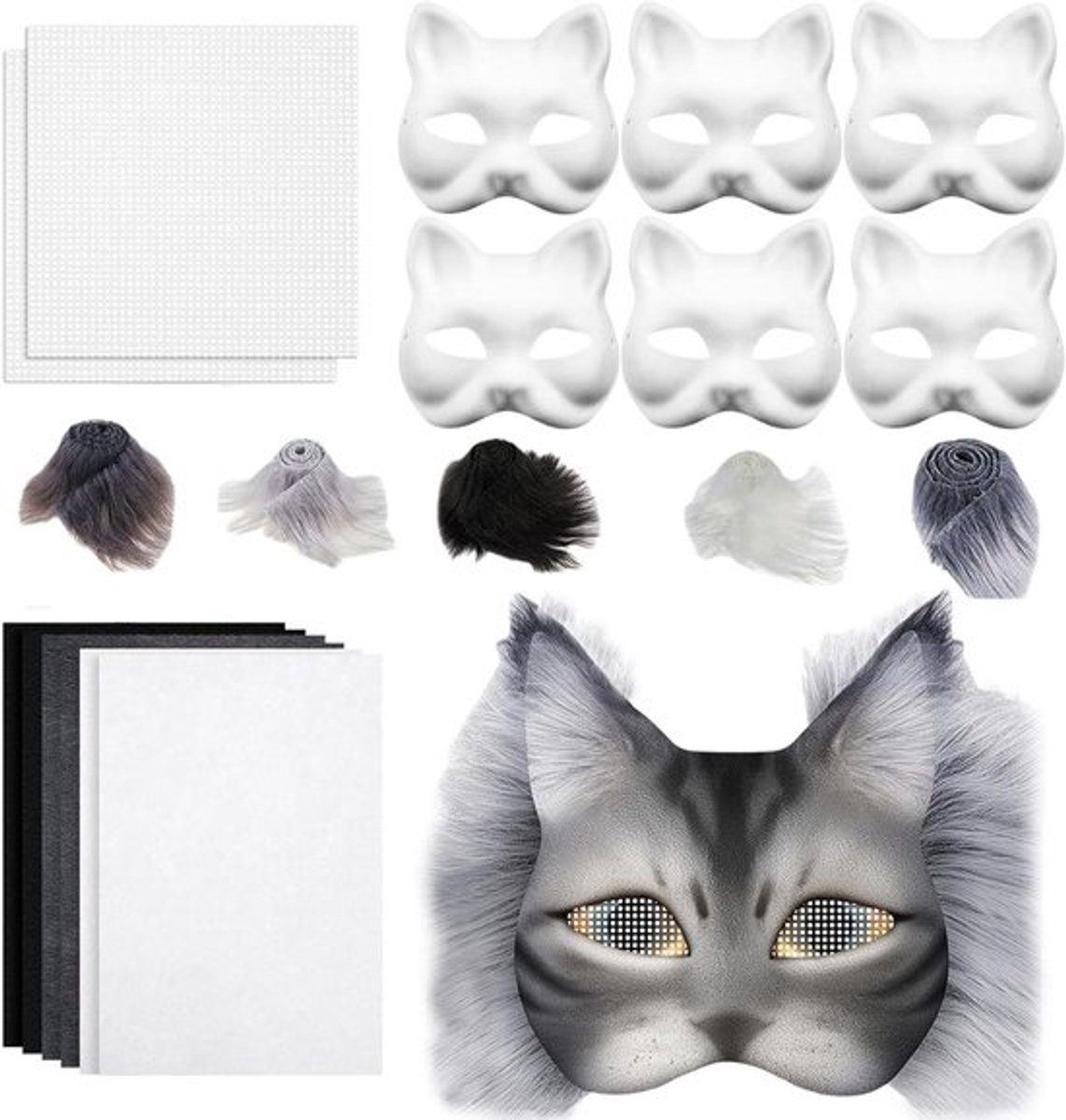 Therian Masker DIY Set met 6 stuks | Dieren Katten Masker Kit | Furry Dierenmaskers voor Halloween en Carnaval