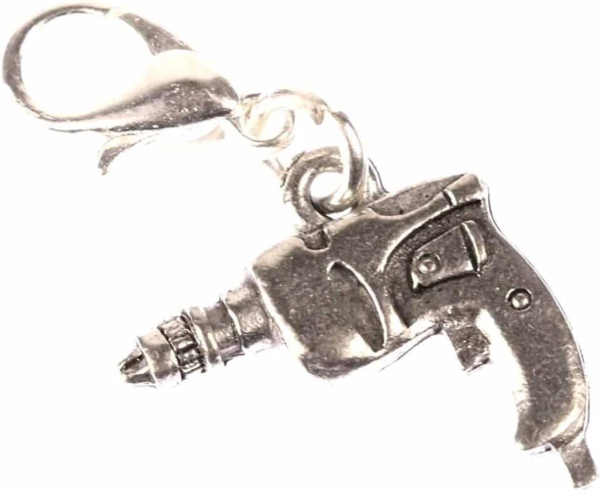 Boormachine accuschroevendraaier boor charm - handgemaakte modesieraden I verzilverd ketting hanger bedelarmband - hanger voor armband