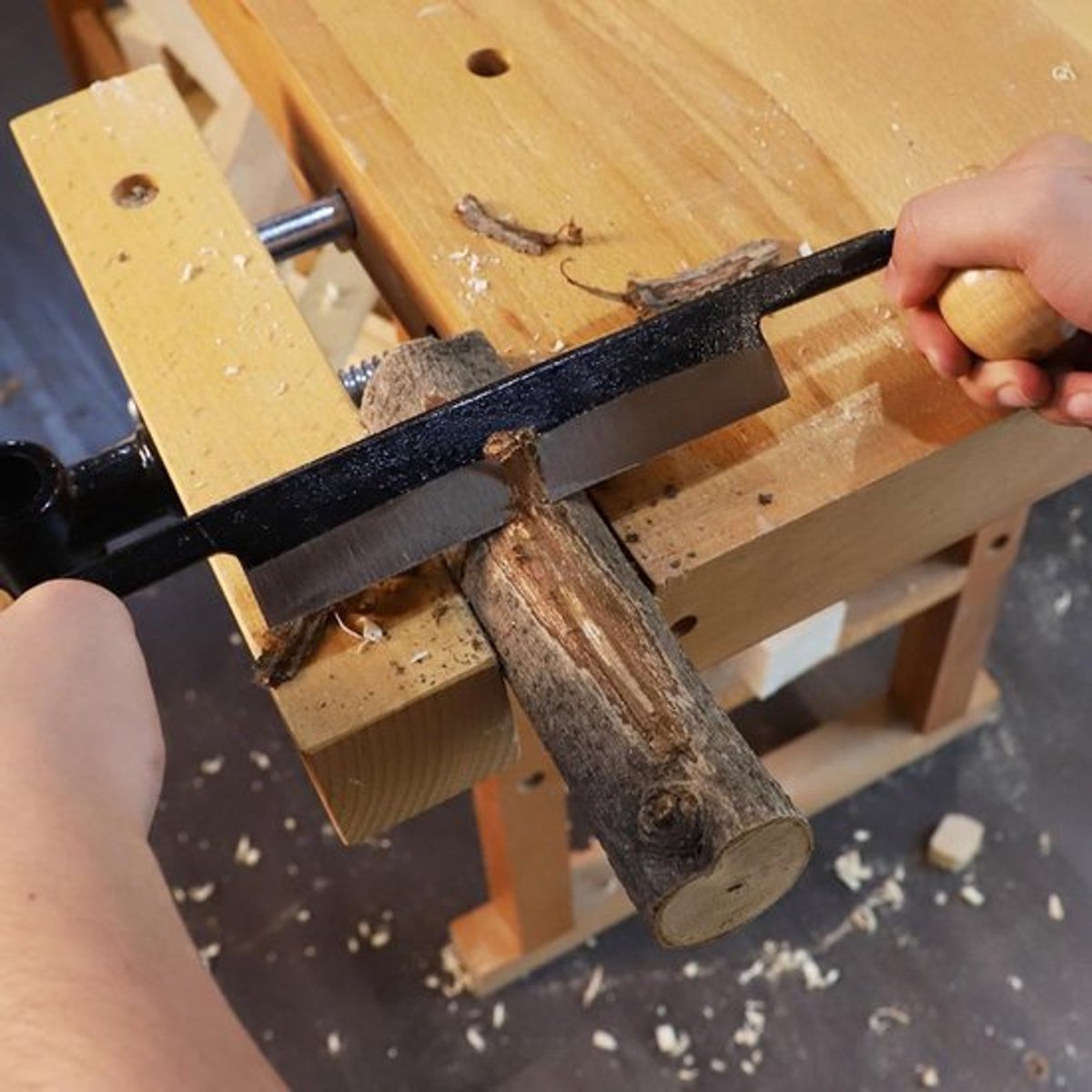 Houtbewerkingsschaver met Tungsten Stalen Mes, Handgereedschap voor Houtbewerking, Dubbele Antislip Houten Handgreep en Extractiefunctie