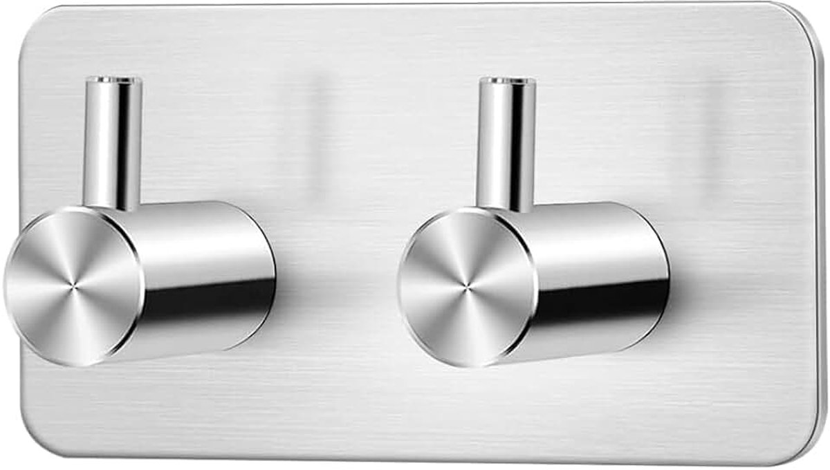 Haak met 2 haken, handdoekhaken, zelfklevende handdoekhouder, zelfklevende wandhaak voor badkamer en slaapkamer, geschikt als kledinghaak, deurhaak voor kast en muur, wit