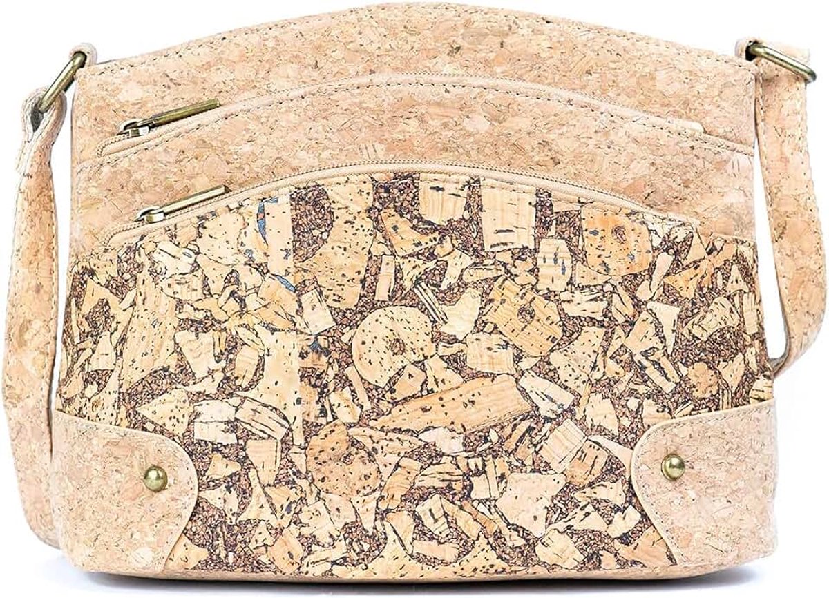 Crossbody handtas van kurk, veganistisch leer, duurzame schoudertas voor dames