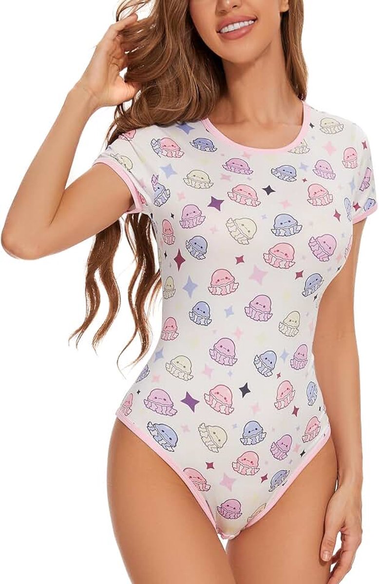 Onesie pyjama voor volwassenen voor vrouwen: schattige loungebody en romper met drukknoop kruis - zachte en sexy pyjama met korte mouwen