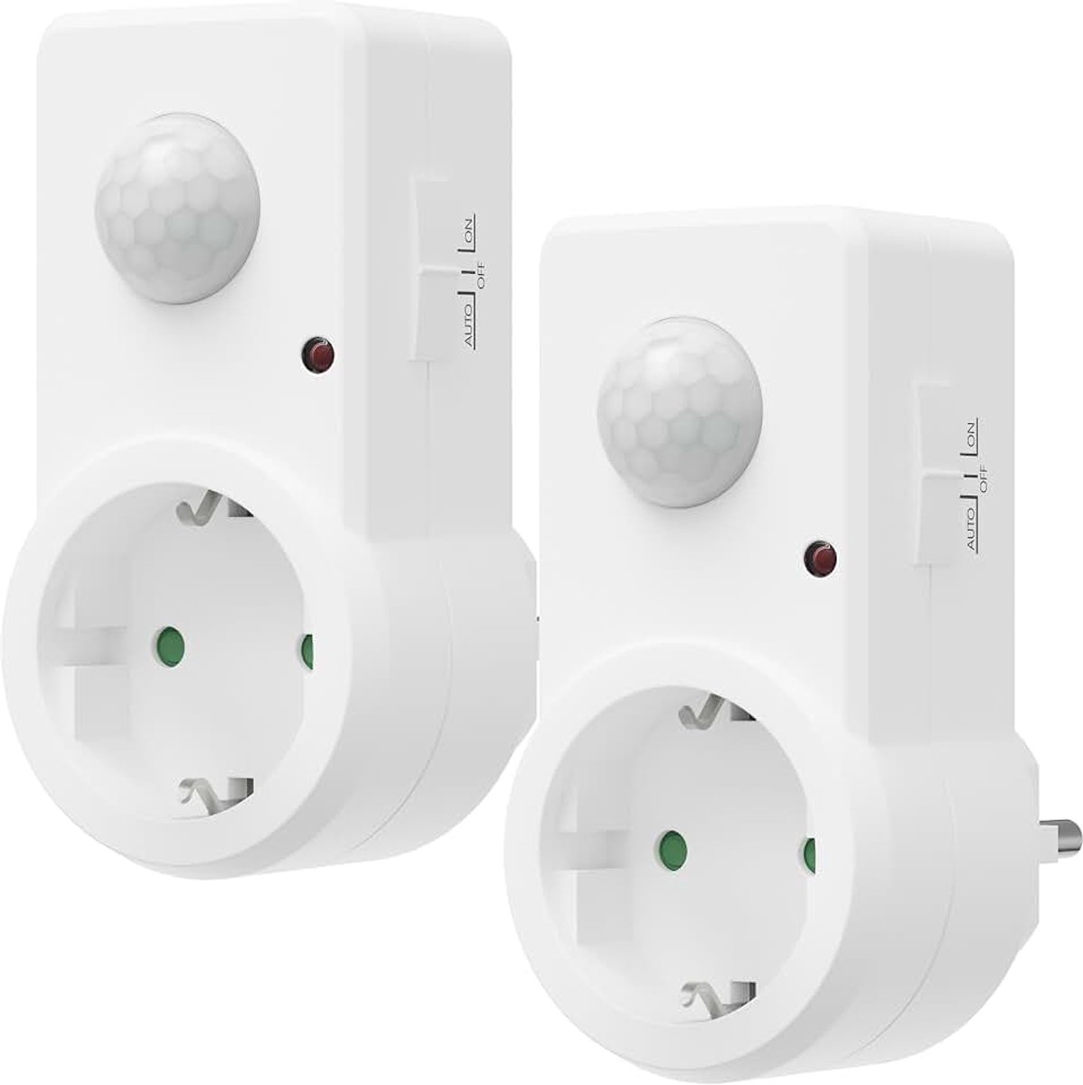 Sia 2-delige set tussenstekkers met bewegingsmelder 120 graden/9 meter infrarood bewegingssensor stopcontact binnen PIR-sensor wit