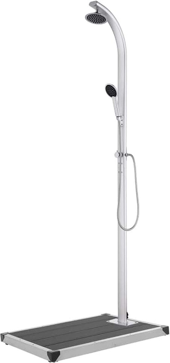 Tuindouche met sokkel van roestvrij staal, douche voor buiten, douche voor zwembad, grijs, 220 cm